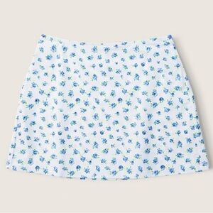 NWT PINK Victoria's Secret White Mini Skirt with Blue Floral Print